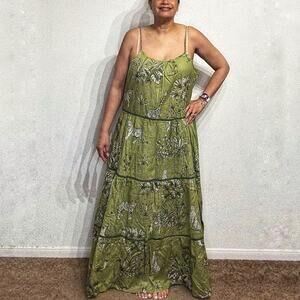 Guadalupe Green Serengue Maxi Dress Sz L NWT